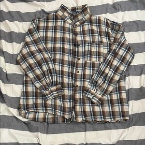 Cotton On Brown and Blue Plaid Casual Shirt